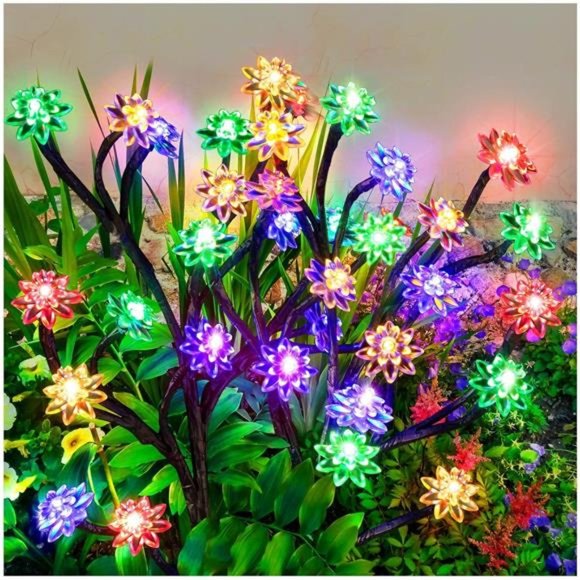 Solar Lights Outdoor Garden Decorative, 4 Pack Upgraded Solar Garden Lights